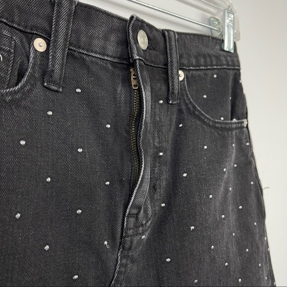Madewell Rigid Denim A-Line Mini Skirt Metallic Dots Edition Black Jean 24 XS - Picture 11 of 16